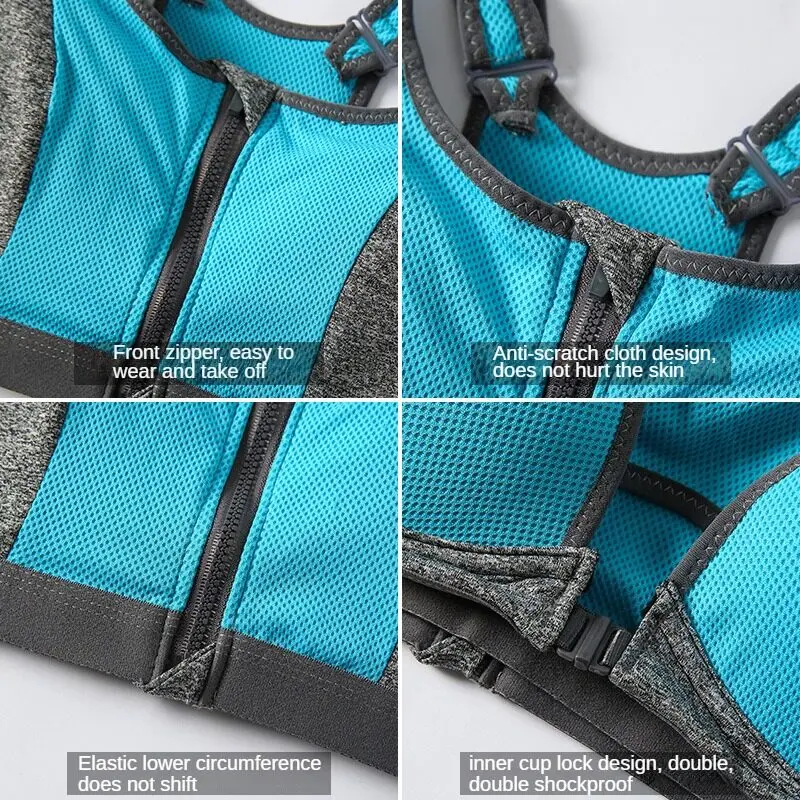 Womens Bra Yoga Sports Bra Top Shockproof Push Up Sportwear Workout Vest for Women Front Zipper Gym Running Underwear Jogging Fitness Bras womens bra