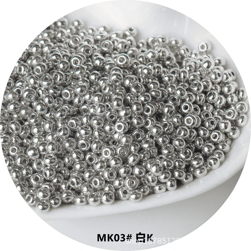 Superb Metallic Electroplated Glass Rice Beads in Gold, Silver, and Bronze