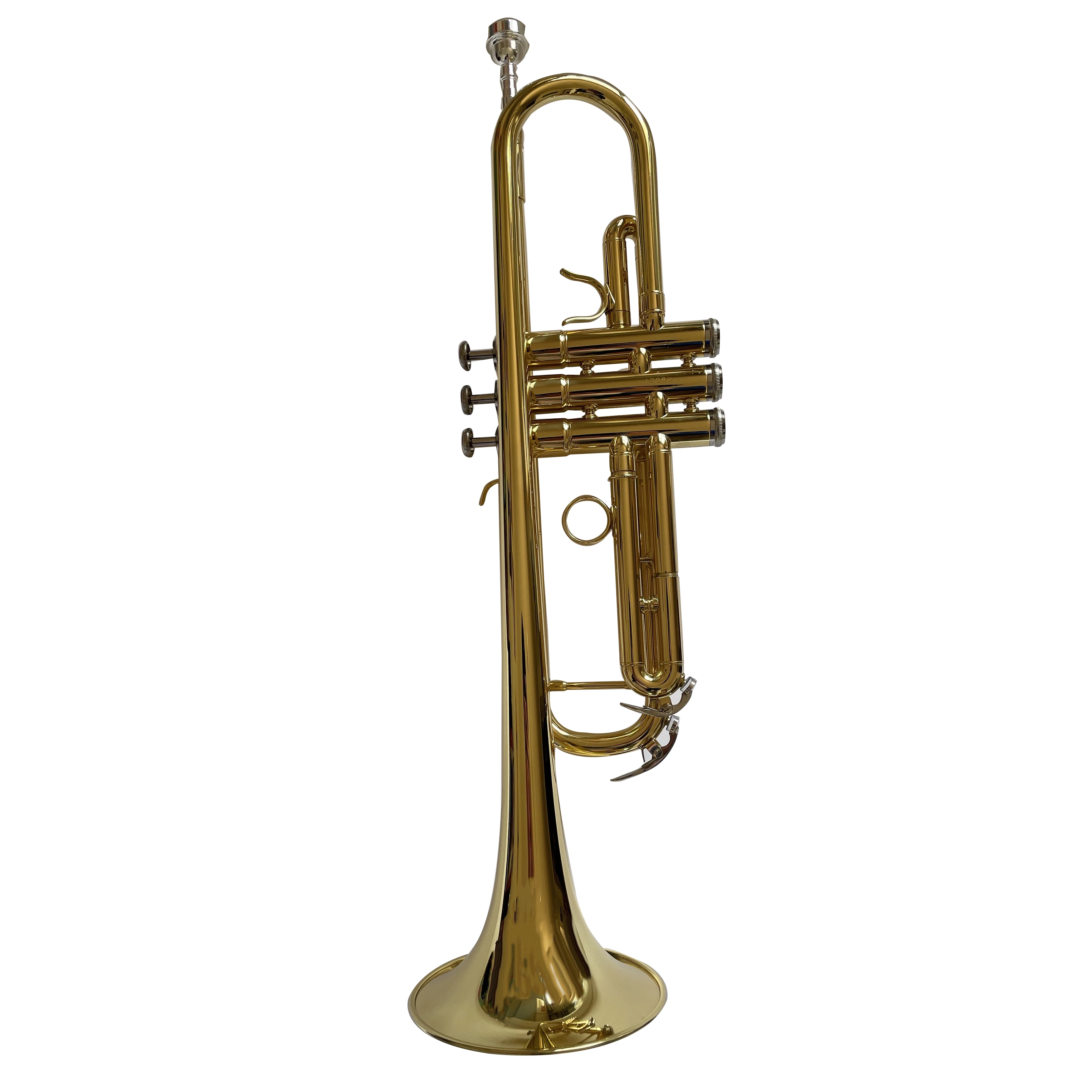 

Beautiful surface finished fixed ring Bb tuning gold lacquer trumpet