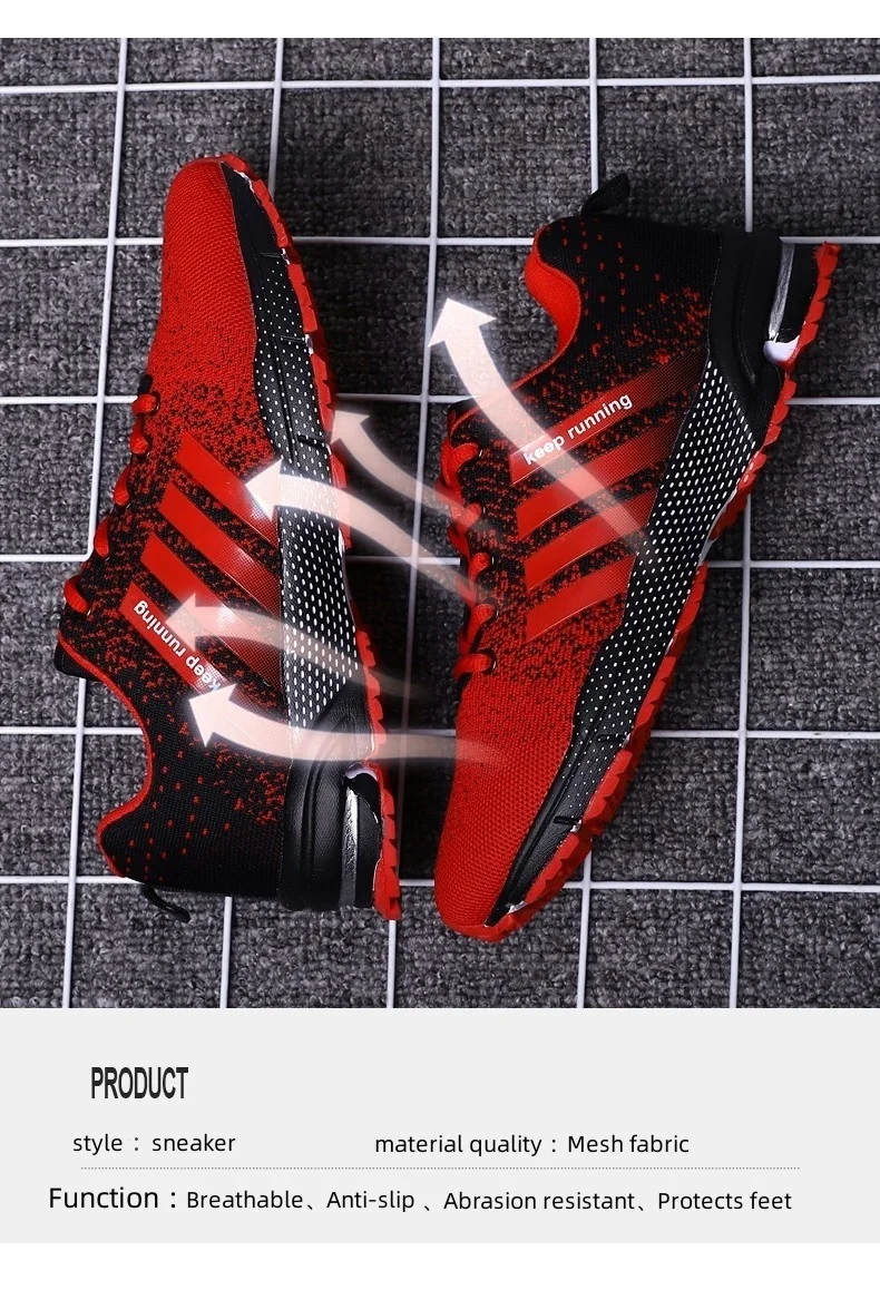 Description Picture 4 of itemMan sneakers Light comfortable casual shoes red mesh trainers Women walking shoes breathable sports shoes for men running shoes