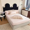 4Pcs Princess Wedding Bedding Set Korean Style Lace Flowers Embroidery Duvet Cover Bed Sheet/Fitted Sheet/Bed Skirt Pillowcases 5