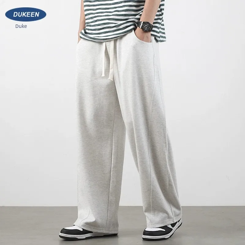 

EN American Style Straight Casual Men, Summer Air Layer Wide Leg Pants, Pendant Feeling Gray Sanitary Pants For Men