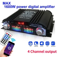1600W Peak Power HiFi Sound Amplifier Digital 4 Channel Audio Amplifier Bluetooth Karaoke Player FM Radio Support Remote Control