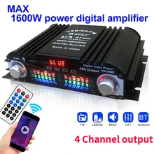 1600W Peak Power HiFi Sound 4 Channel Bluetooth Audio Amplifier with Remote Control & FM Radio
