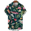 Summer Fashion Men's Short Sleeve Shirt Hawaiian Coconut Tree Print Street Casual Seaside Vacation Oversized Men's Shirt Tops 1