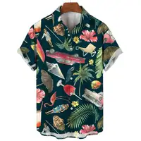 Summer Fashion Men's Short Sleeve Shirt Hawaiian Coconut Tree Print Street Casual Seaside Vacation Oversized Men's Shirt Tops 1