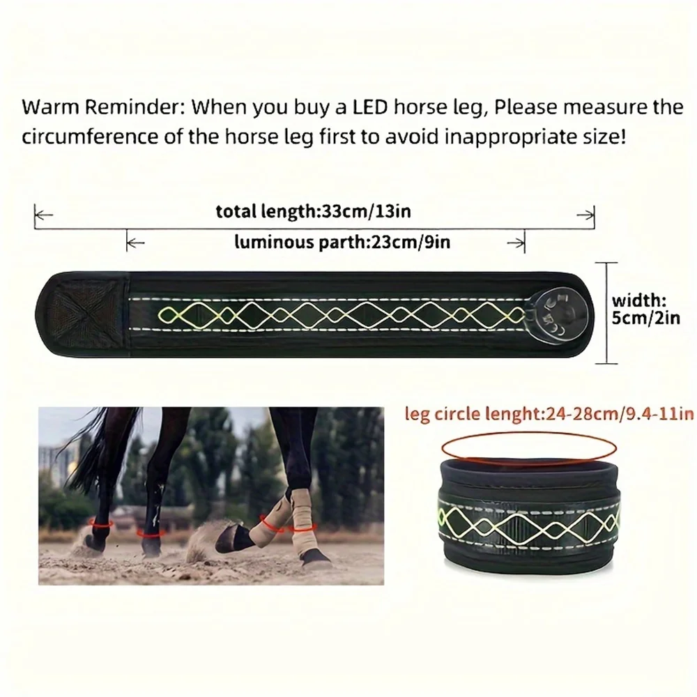 LED Luminous Horse Leg Strap High Visibility Reflective Belt Legging Wraps Adjustable Horse Riding Equipment Ankle Legging
