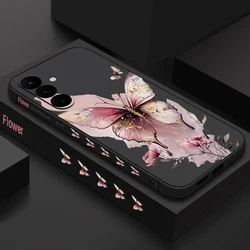 Pink Butterfly Print Soft TPU Phone Case - Galaxy A57 (A957 Black)