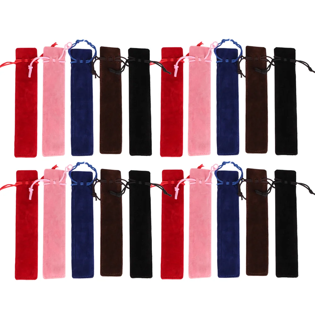 

25pcs Double-sided Flannel Drawstring Bag Pen Pouch Sleeve Holder Washable Gift Pencil Bag Storage Bag Brush Holder (Random