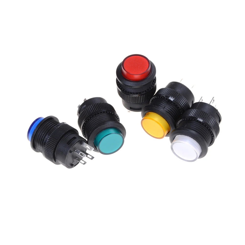 2pcs/lot SS12D10 OFF-ON Push Button Switch 5 Colors Panel Mounting Type 4Pins LED Light  Latching 3A 250V