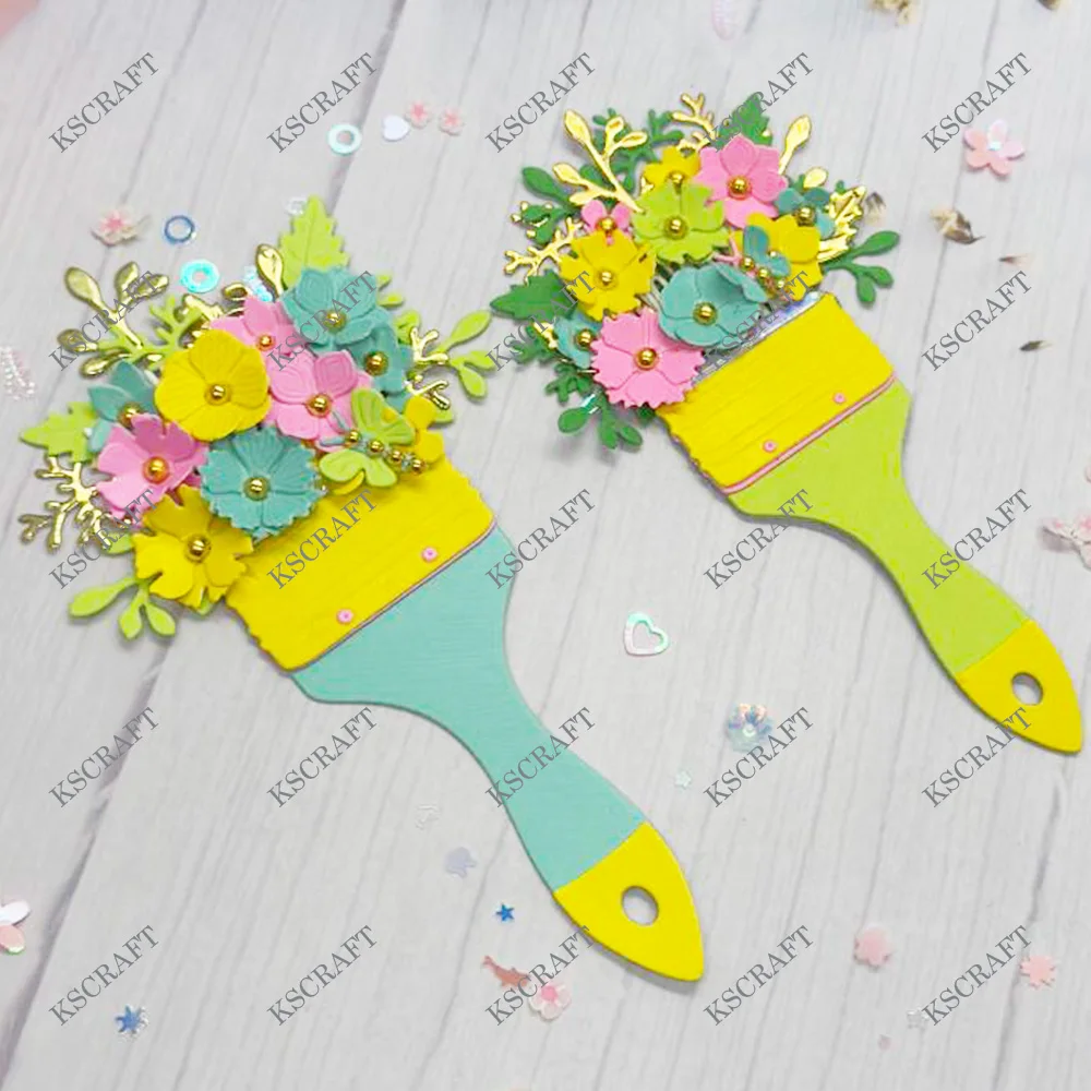 Floral Paint Brush Cutting Dies for Creative Scrapbooking and Decorative Embossing