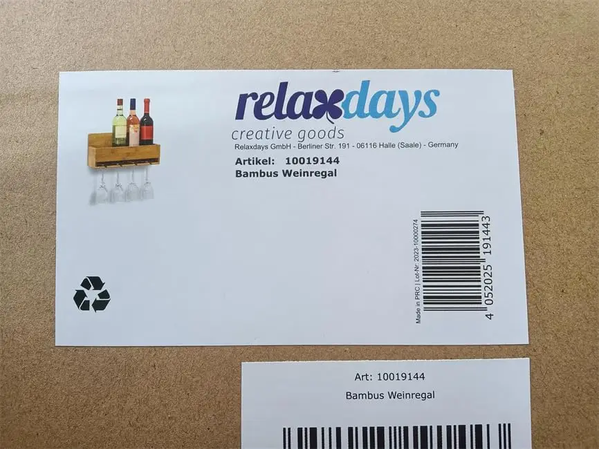 Wine Rack with Glass Wine Rack Holder Bamboo 17 x 37 x 11.5 cm, White and Black-Brown