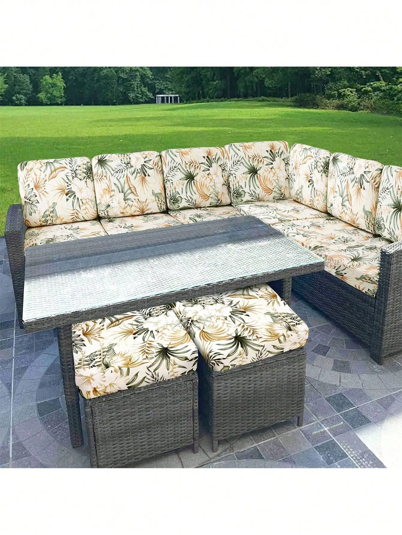 Outdoor Tropical Print Sofa Cushion Cover Image 3