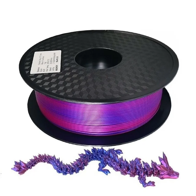 듀얼 컬러 PLA 실크 필라멘트, 3D 프린터 필라멘트, 투톤 3D 인쇄 재료, PLA 승화 듀오톤, 250g, 1kg, 1.75mm