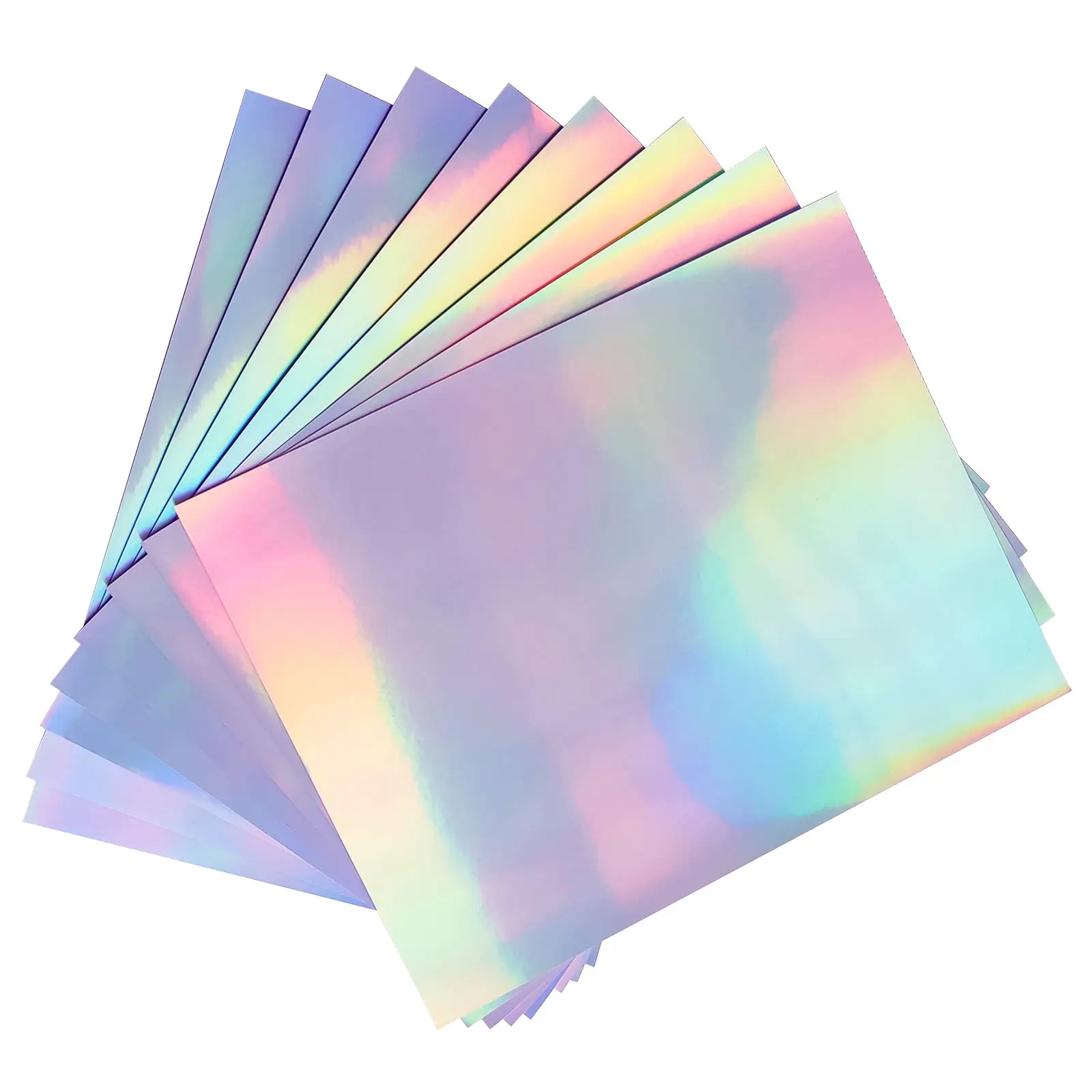 10 Blatt A4 holografisches bedruckbares Aufkleberpapier für Tintenstrahl- und Laserdrucker, Vinyl-Aufkleber, bedruckbares Papier, wasserfest, 8,3 x 11,7 Zoll