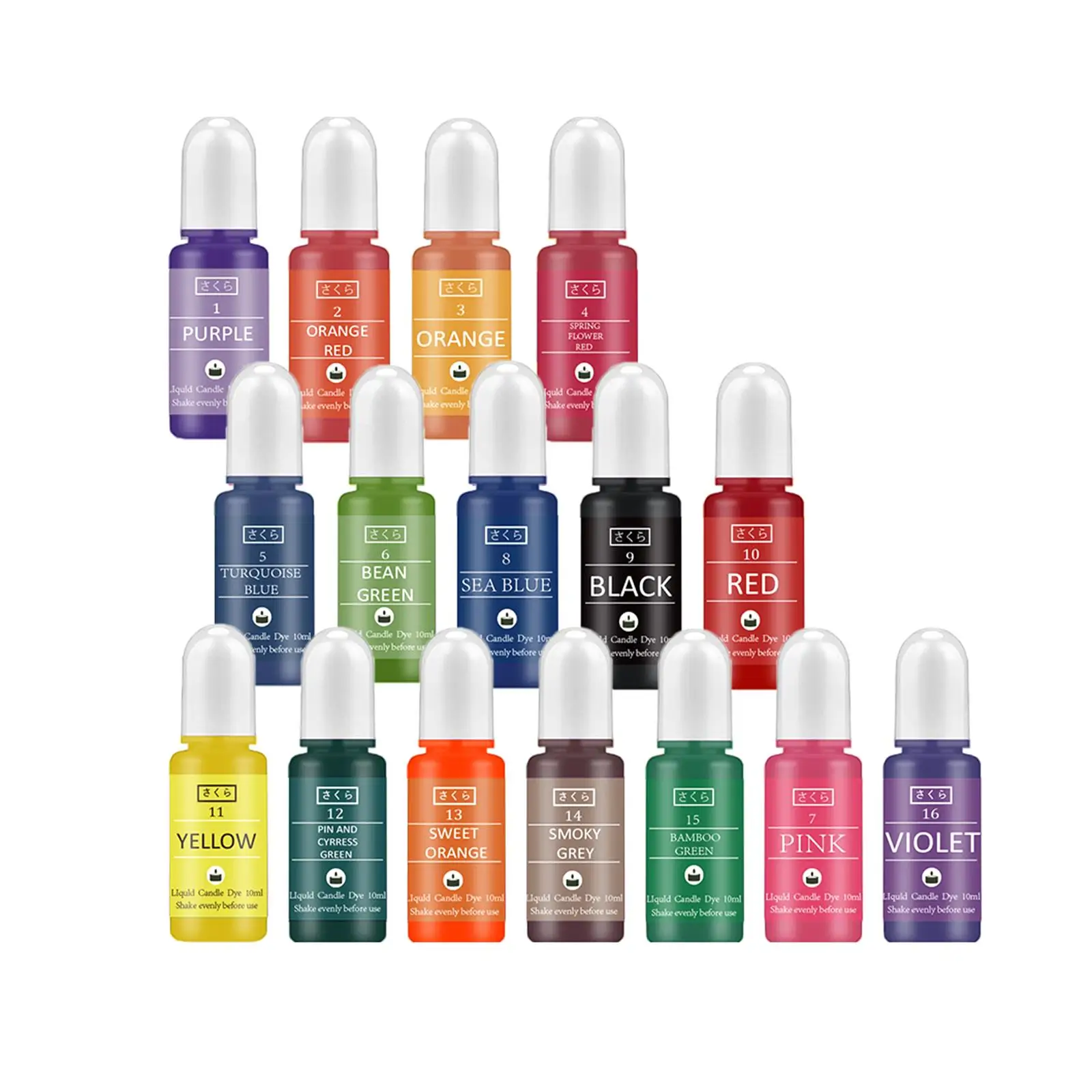16Pcs Candle Liquid Dye 10ml Soy Candle Making Liquid Colorants Dye Soap Coloring Resin Craft Decoration Painting