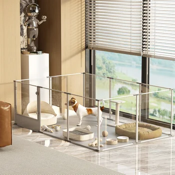 Ex-large Whelping Playpen Clear Acrylic Dog Playpen Exercise Fence with Waterproof Fertility Pad for Pets 4