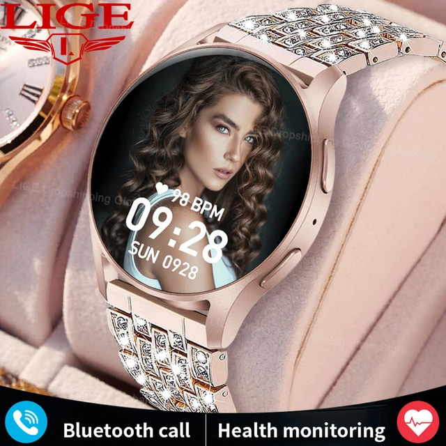 Reloj inteligente redondo para hombre y mujer, accesorio de pulsera  resistente al agua con Bluetooth, control de presión arterial, rastreador  deportivo y WhatsApp para Android e Ios - AliExpress