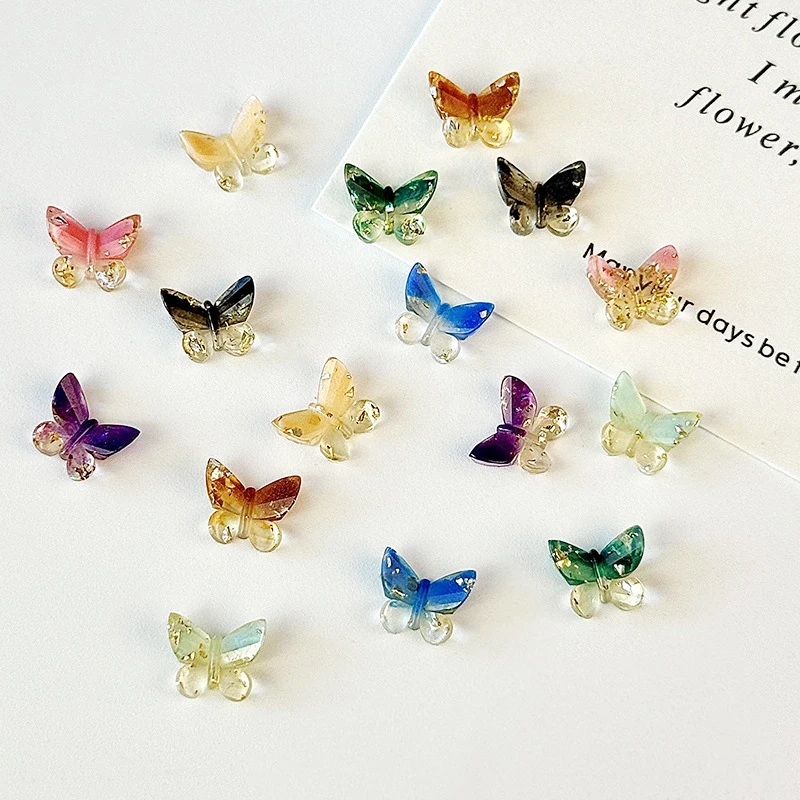 3D 나비 나이트 글로우 네일 아트 참 쥬얼리 네일 아트 장식 부품, DIY 네일 매니큐어 그라데이션 컬러 액세서리, 50 개