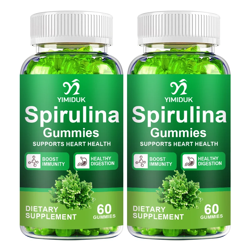 Organic Spirulina Gummies Chlorophyll Daily Cerebrovascular Protein&Amino Acids Antioxidant Detox Skin Care