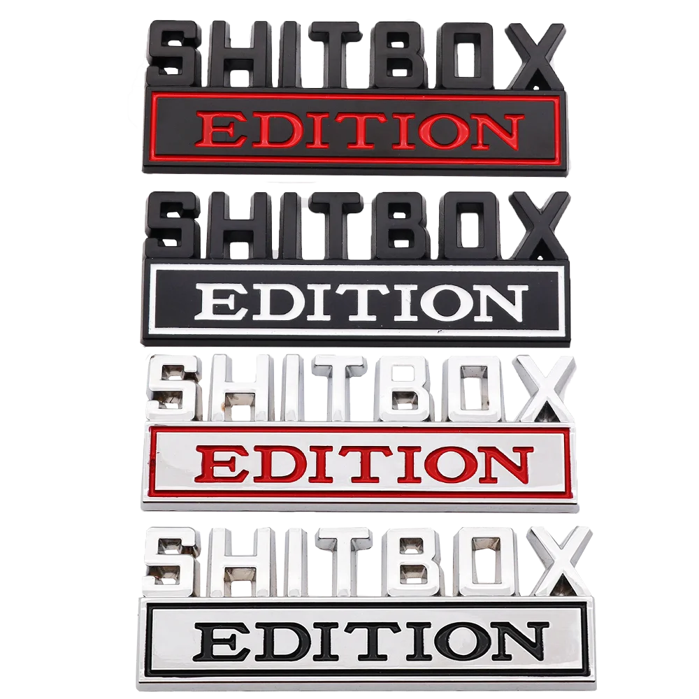 3D Zinc Alloy Emblem SHITBOX EDITION Badge Car Tail Side Sticker Accessories For Jeep Dodge Chrysler and Trucks