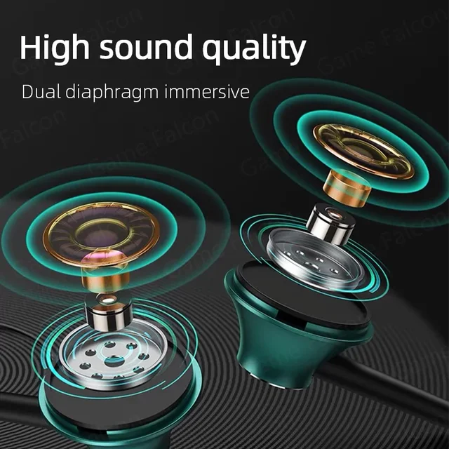 USB Tipo C Cuffia HiFi Bass Stereo Controllo del volume Microfono 3.5mm Auricolari cablati per Galaxy S24 S23 S22 S21 Ultra iPhone 15 Pro Max 2