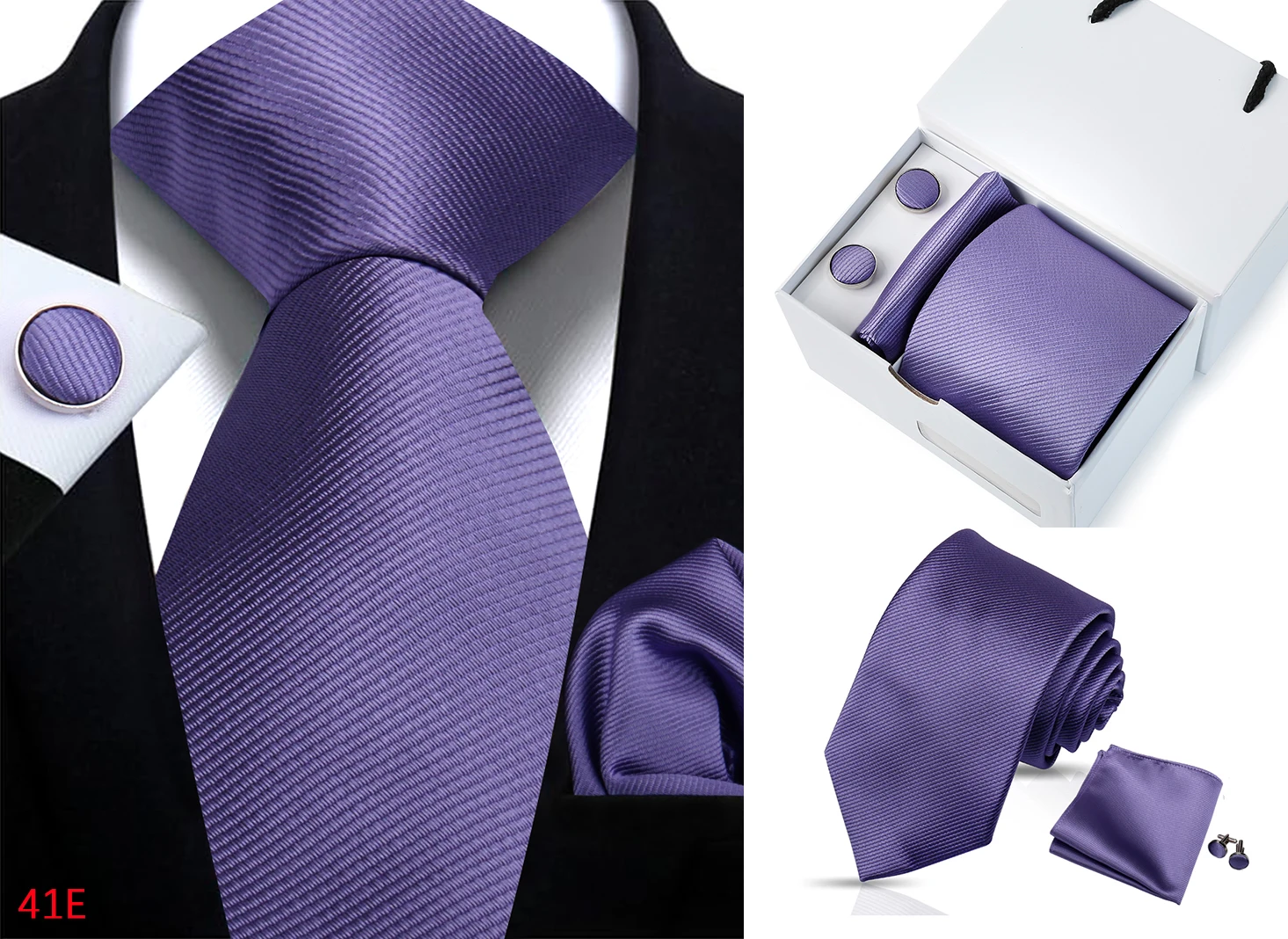 Neue männer Krawatte Hanky Manschettenknöpfe Set Mit Luxus Geschenk Box Einfarbig Krawatte Für Männer Anzug Hochzeit Business Party zubehör – Detail 22