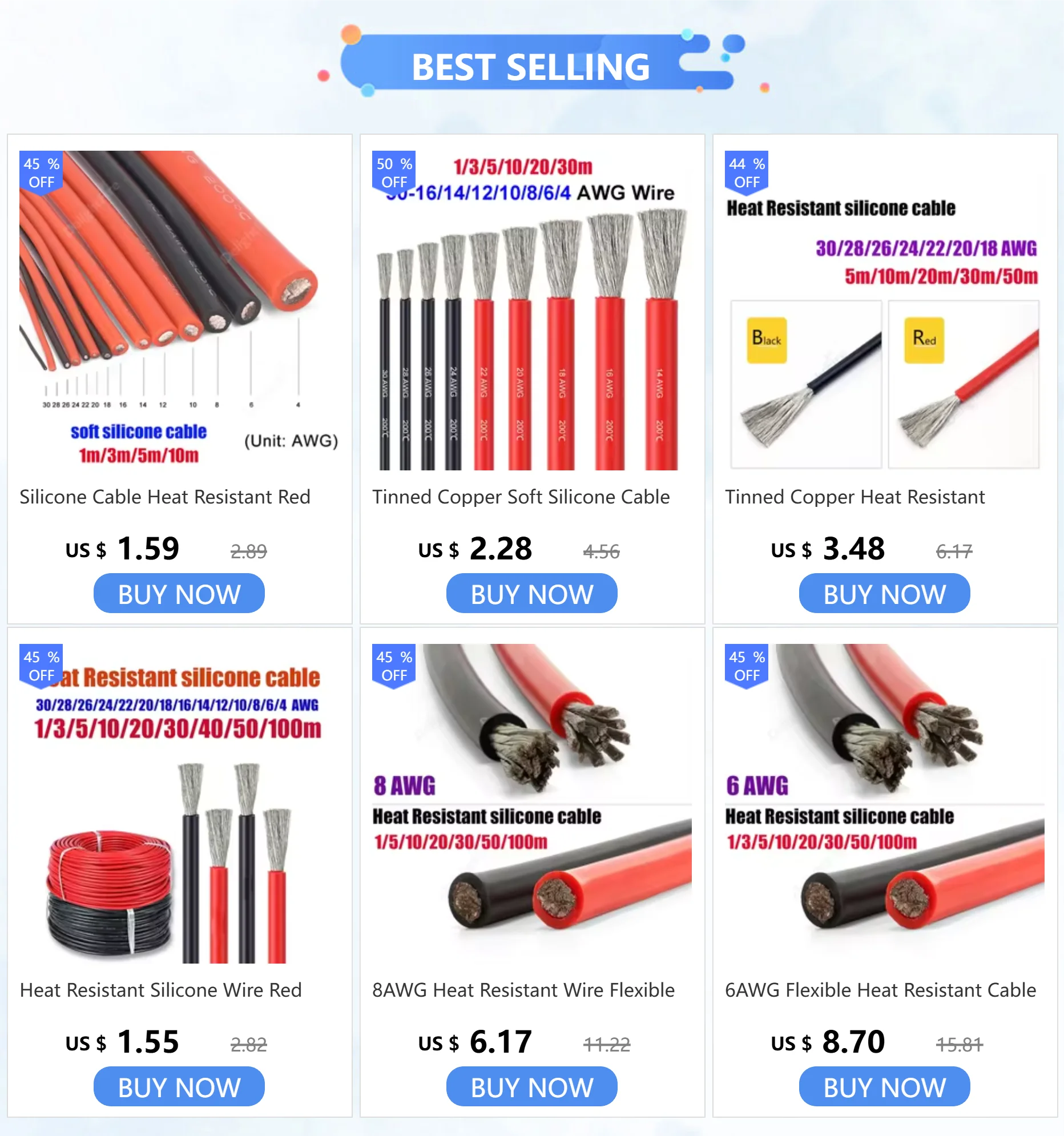 Description Picture 2 of itemHeat Resistant Silicone Wire Red Black 18 16 14 12 10 8 6 4 AWG for Solar Panel Battery Car LED Light Inverter Supply Power Wire