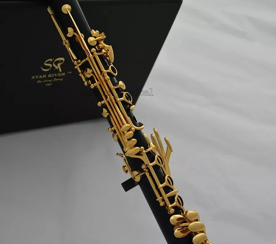 Professional new Grenadilla Ebony Wooden Clarinet 19 key Gold Plated With Case