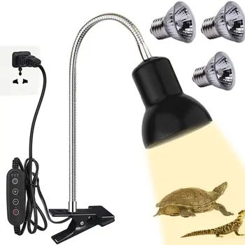 거북이 파충류 열 램프, 타이머 포함 UVA UVB 전구, 도마뱀, 뱀, 양서류, 작은 동물용, 25 W, 50W