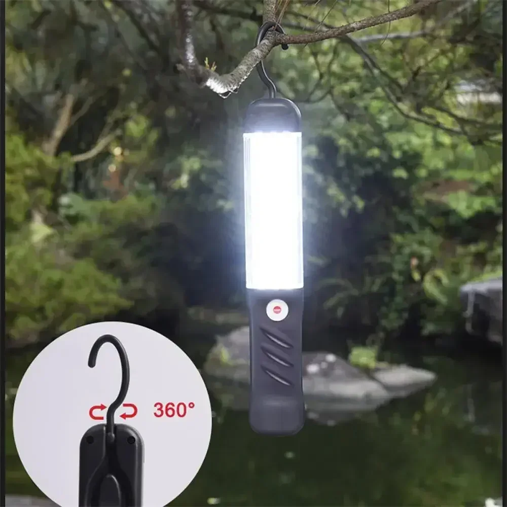 마그네틱 베이스가 있는 충전식 LED 손전등, 행잉 후크, 3 가지 모드 투광 조명, 자동차 수리 야외 조명