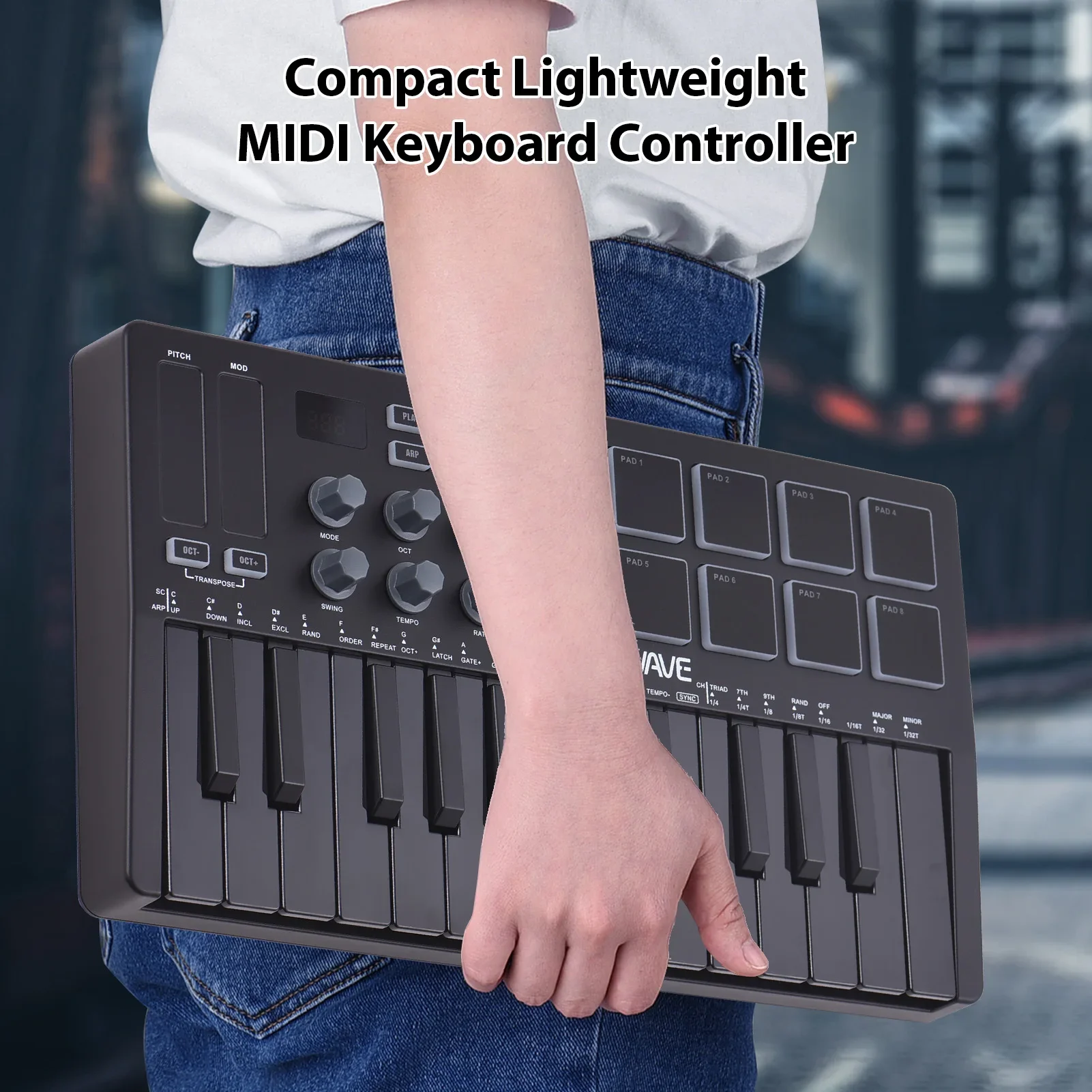 Rechargeable 25 Keys MIDI Keyboard Arranging Strike Pad RGB MIDI Assignable Knobs Keyboard Controller Beat Maker Machine electronic musical instrument,midi control keyboard