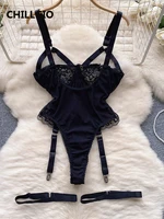CHILLGIO Women Sexy Lace Strappy Bodysuits Lingerie Bodycon One Piece Combination Erotic Onesie Fashion Vintage Push Up Rompers - Image 2