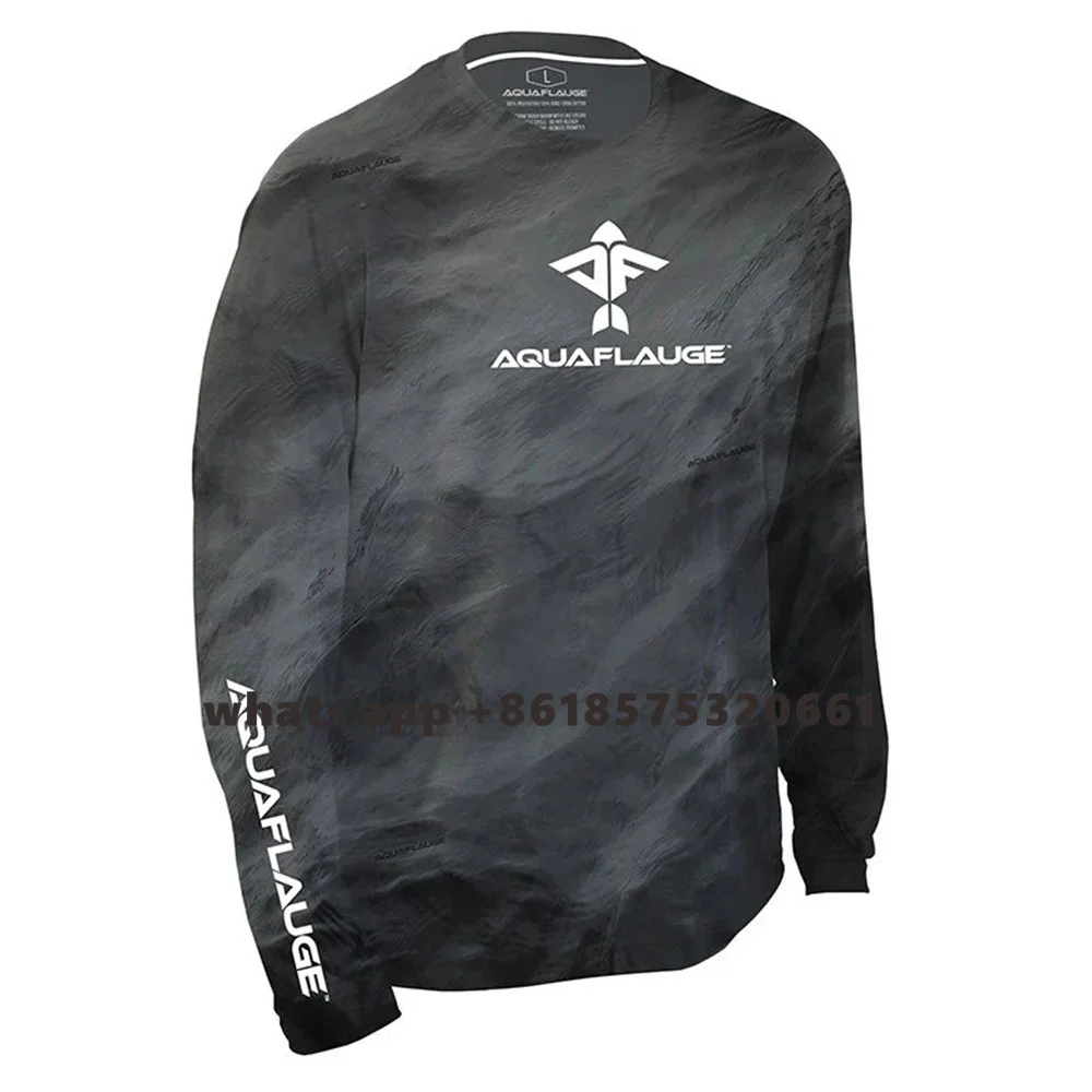 Aquaflage Long Sleeve Performance Shirt Men's Summer Fishing Hiking  Lightweight Quick-dry T-Shirt Uv Protection Fishing Clothing