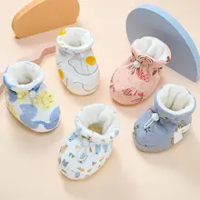 

Autumn and Winter Baby Shoes Soft Soled Cotton Plus Velvet Foot Cover 0-1 Year Old Newborn Male and Female Baby Toddler Shoes
