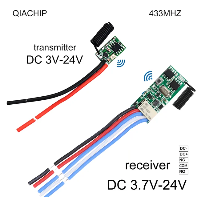 433Mhz Wireless DC 3.7V-24V Remote Control Switch 1 CH RF Transmitter Modul 433.92 MHZ Relay Receiver LED Light Controller Kit