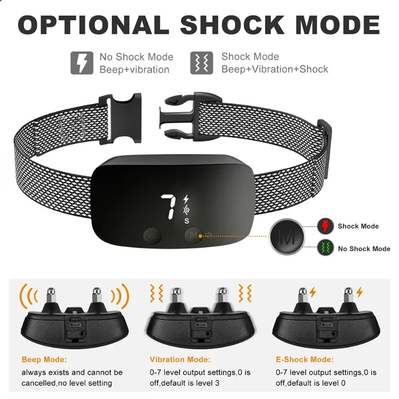 Touch Auto Anti Bark Collar Bark Stopper Effective Stop Barking Waterproof Electric Training Clicker Waterproof Dog Accessories
