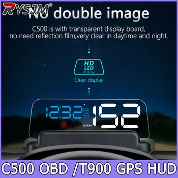 C500 BLUE OBD /T900 GPS HUD Gauge Display Car Head Up Display LCD Car Turbo Gauge Digital Odometer Universal Speed On-board Comp 1
