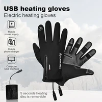 USB Heated Cycling Gloves Winter Waterproof Touch Screen Ski Gloves Rechargeable Heating Motorcycle Bicycle Warm Gloves 2