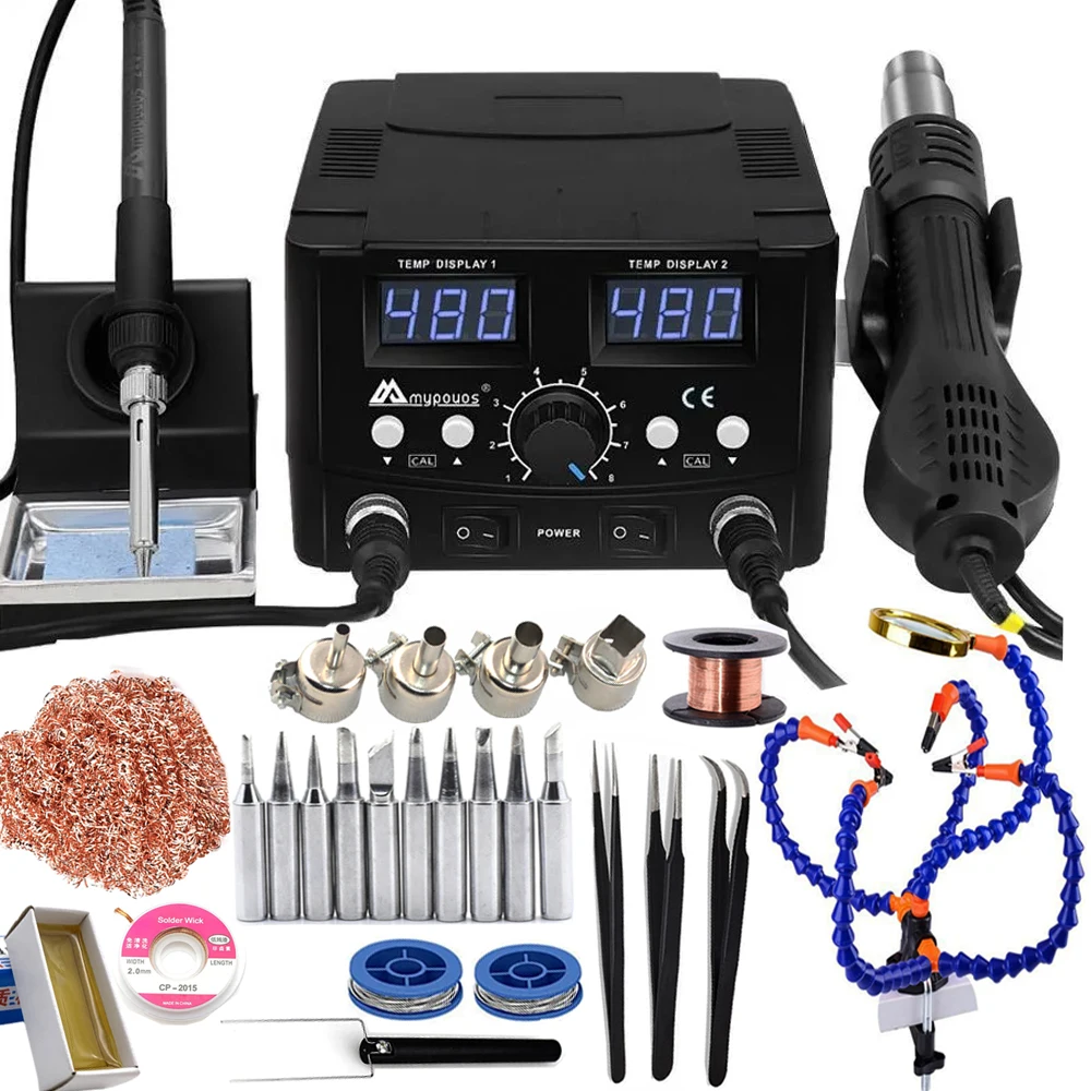 Double Digital Display 2 IN 1 800W Hot Air Gun 8588D ESD Soldering Station LED Digital Desoldering Station Upgrade from 8586 hot air gun soldering station desoldering station