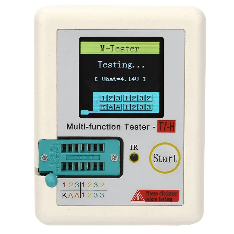TC-T7-H Transistor Tester Diode Transistor Capacitor MOS/PNP/NPN LCR MOSFET TFT LCD Screen Tester Multime White ABS 4