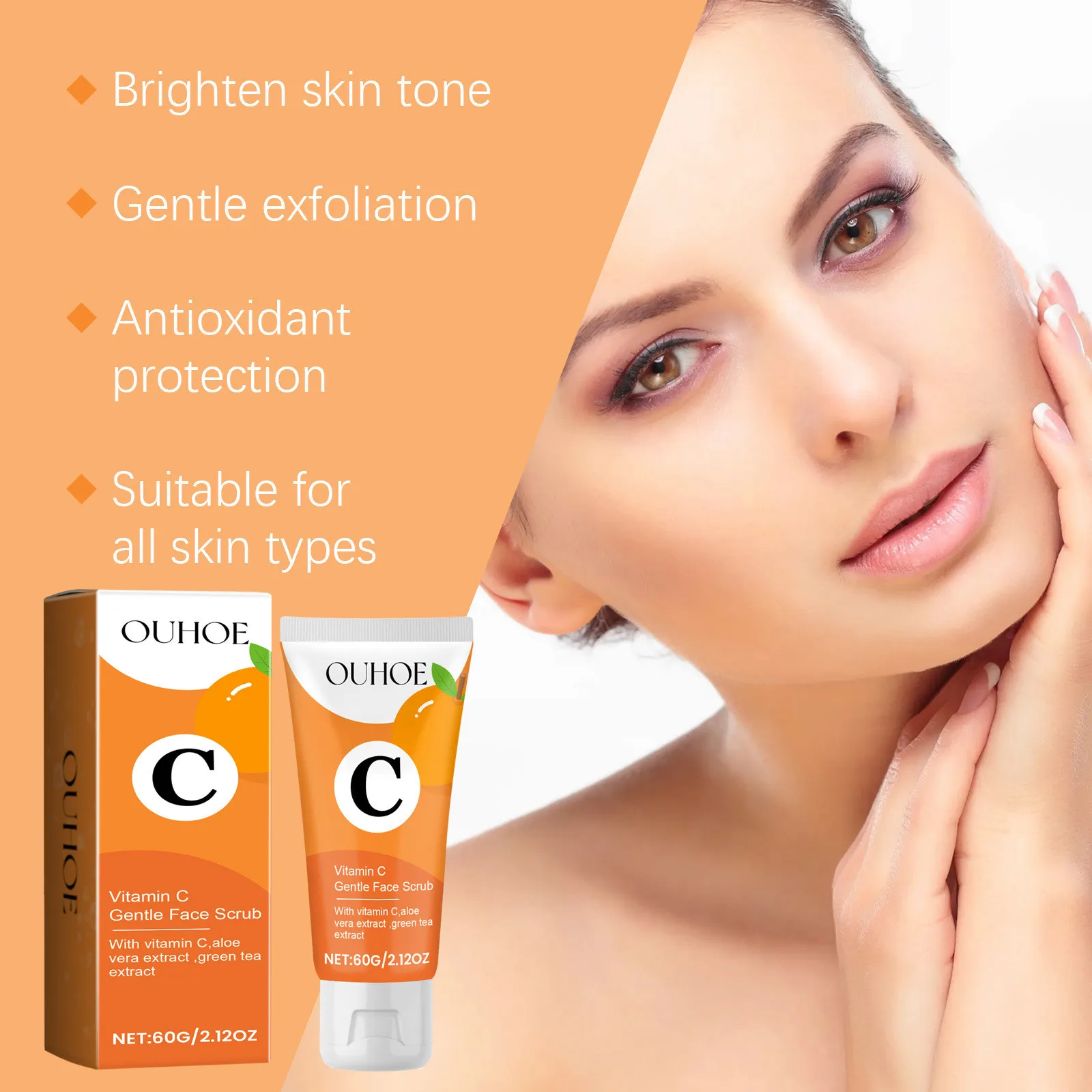 Vitamin C Facial Cleanser Shrink Pores Oil Control Brightening Cleansing Moisturizing Peeling Face Scrub Exfoliating Skin Care 3