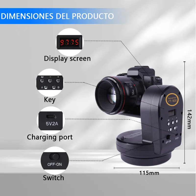 Desiontal YT-800 Auto Motorized Rotating Panoramic Head Remote Control Pan Tilt Tripod Head Stabilizer For Smartphones Cameras