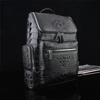 Exotic Genuine Crocodile Skin Men's Casual Black Laptop Backpack Authentic Real Alligator Leather Male Large Travel Bag Pack 2