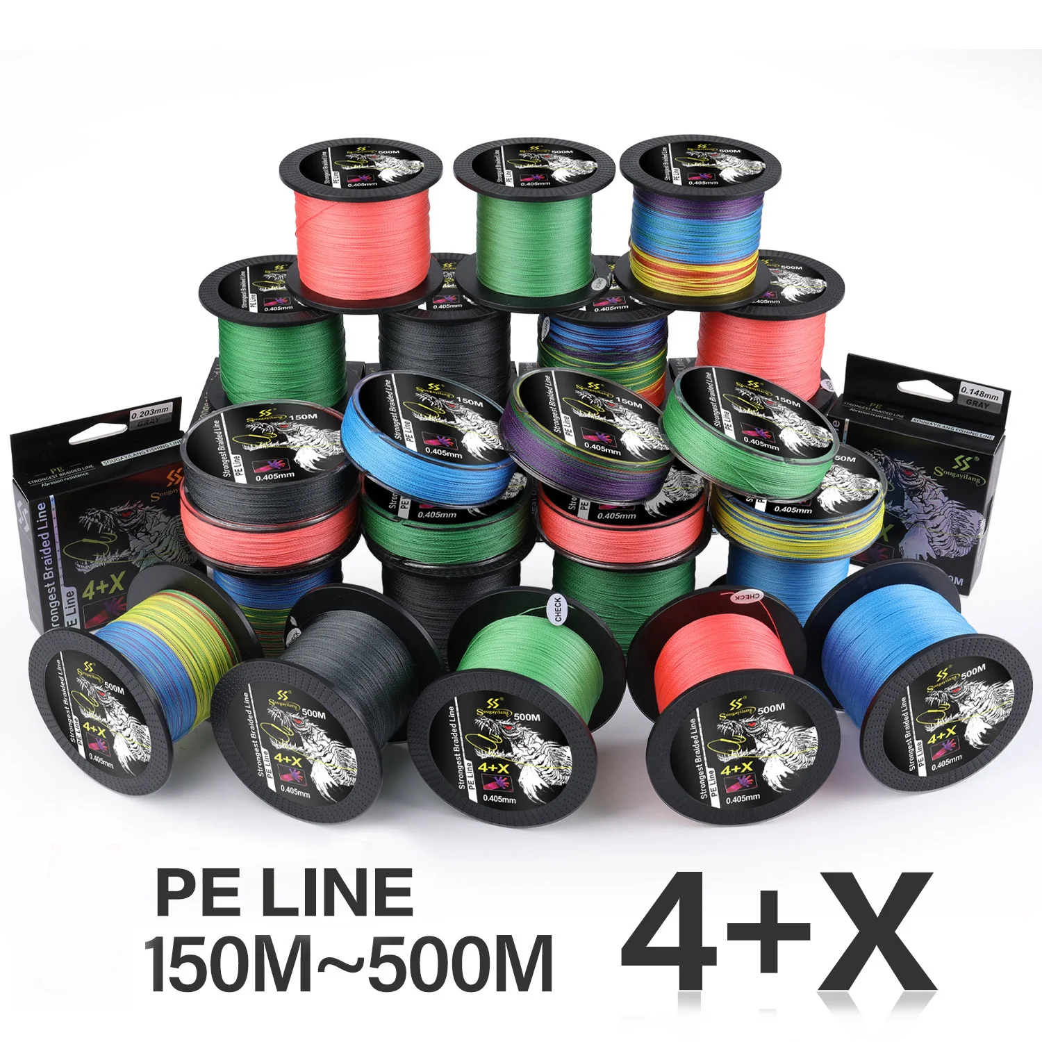 Cheap SOUGAYILANG 150M 500M PE Fishing Line Strong 5 Strands 5 Color  Braided Fishing Line Accessories 22-87 LB Fishing