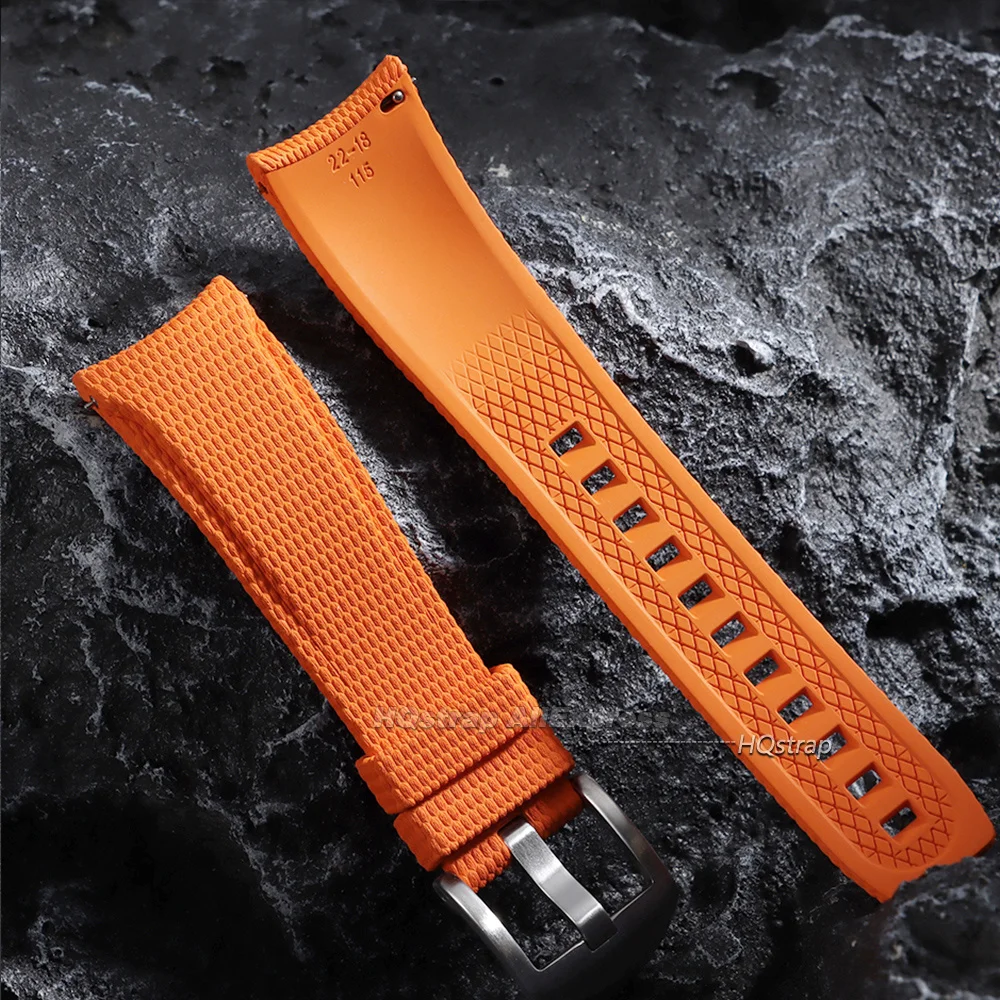 Premium FKM Rubber Waterproof Watch Strap with Curved End - 20/21/22mm