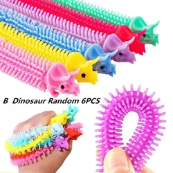 Funny Unicorn Noodle Fidget Toys - Stretchy Stress Relief Strings (B  Dinosaur 6PCS)