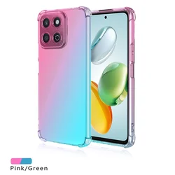 Shockproof Gradient TPU Protective Phone Case - Transparent Cover Shell for Honor X6b 5G (Pink Green)