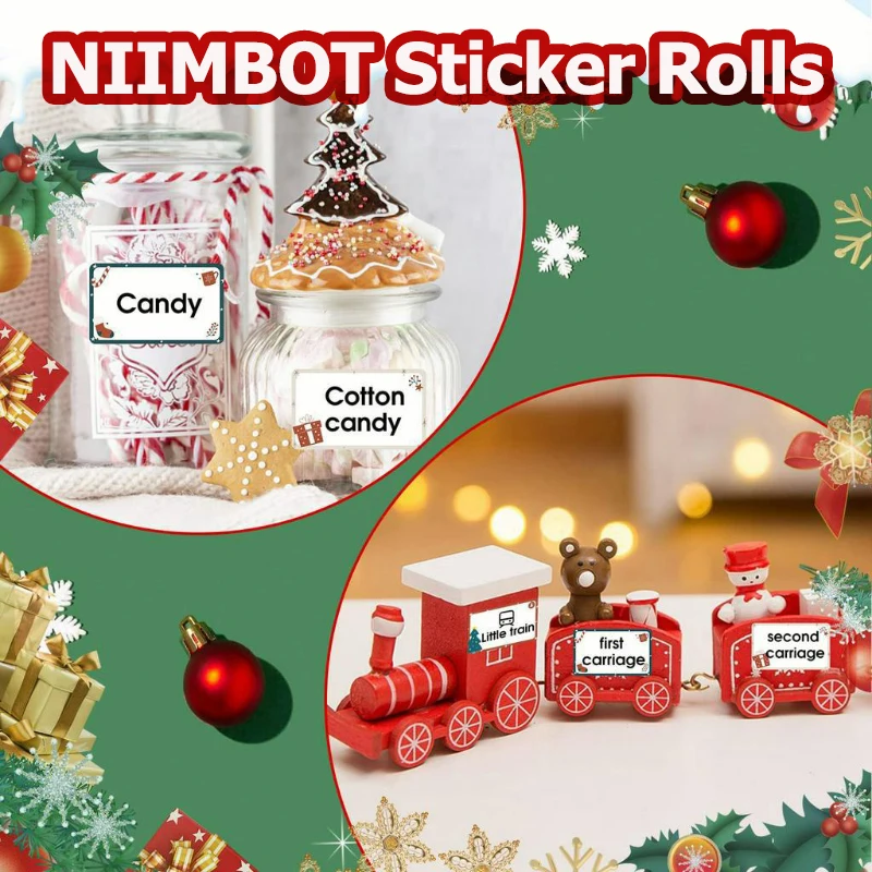 

NIIMBOT Christmas Gift Color Sticker Rolls Heat Synthetic Paper Suitable For Model B1/B203/B21/B3S Mini Label Printer