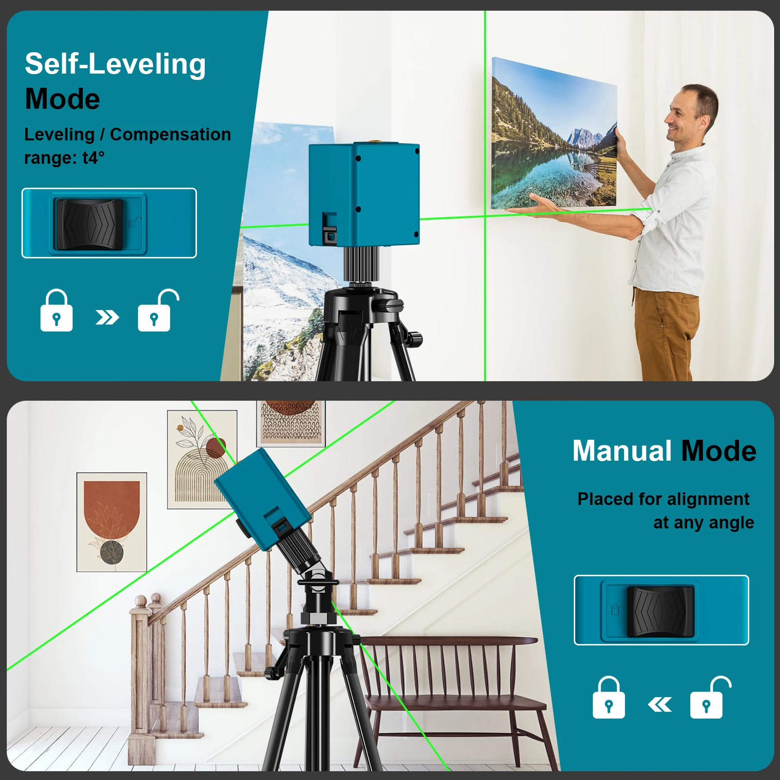 Laser Level 2 Lines Horizontal Vertical Nivel automatic 360&deg;Self-Leveling Tools laser level